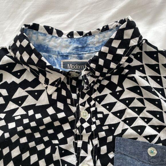 RARE Modern Amusement Funky Print Short Sleeve Button Down Mens Shirt Size S - Picture 3 of 11